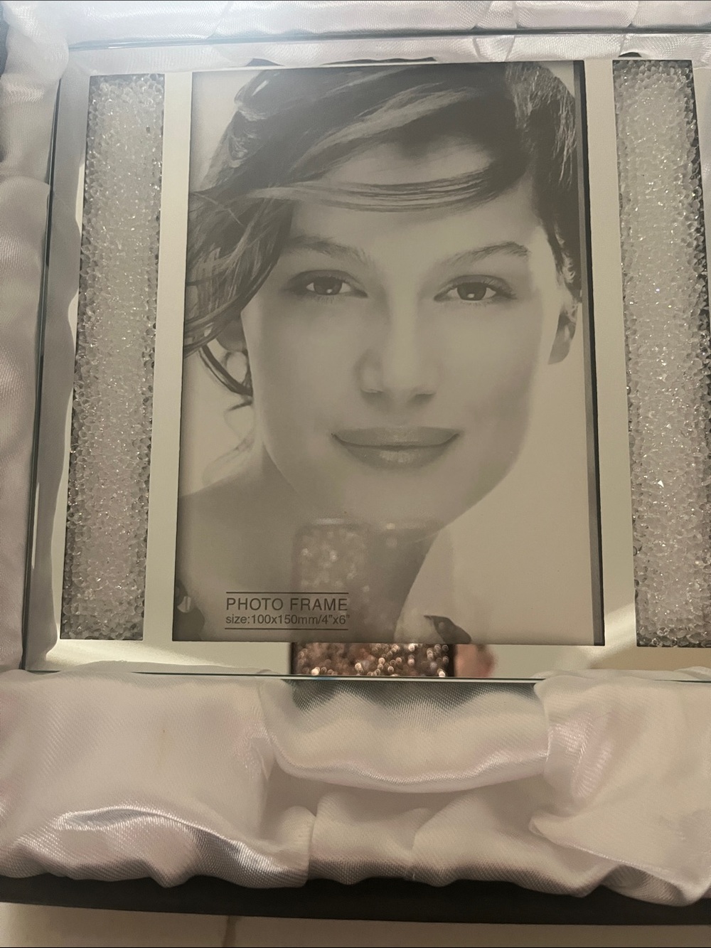 Elegant Silver Picture Frame with Sparkle Accents -Inside picture size. 4x6